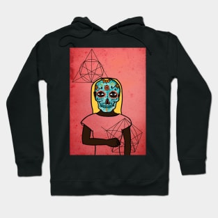 f1 NFT: FemaleMask Art with Mexican Eyes, Dark Skin, and Exclusive Davinci Background Hoodie